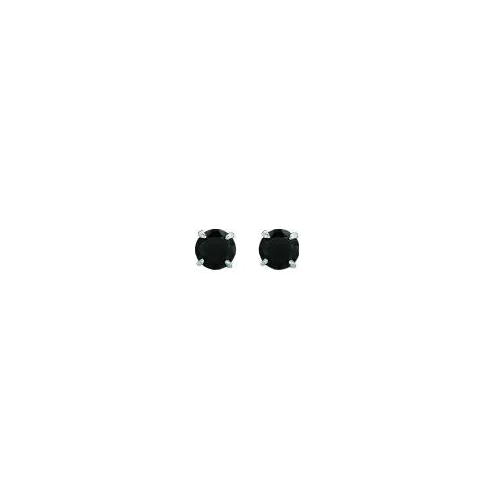 14K White Gold Black CZ Stud Earrings