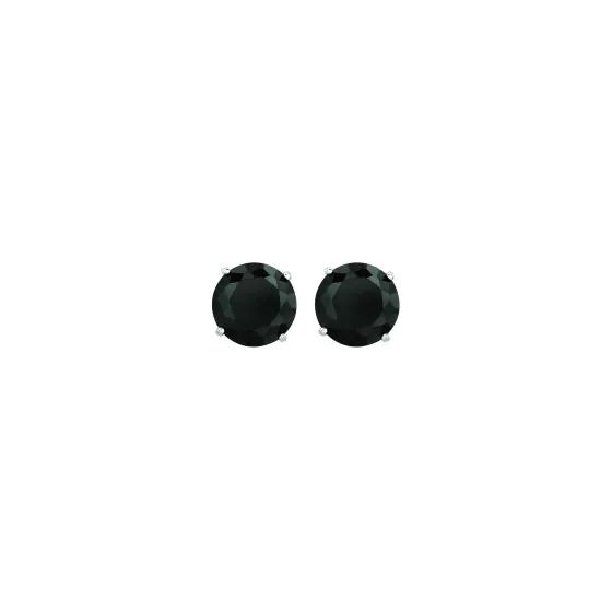 14K White Gold Black CZ Stud Earrings