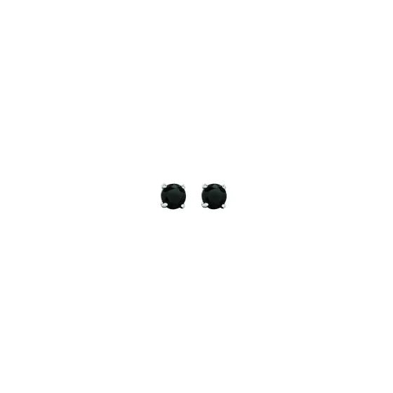 14K White Gold Black CZ Stud Earrings