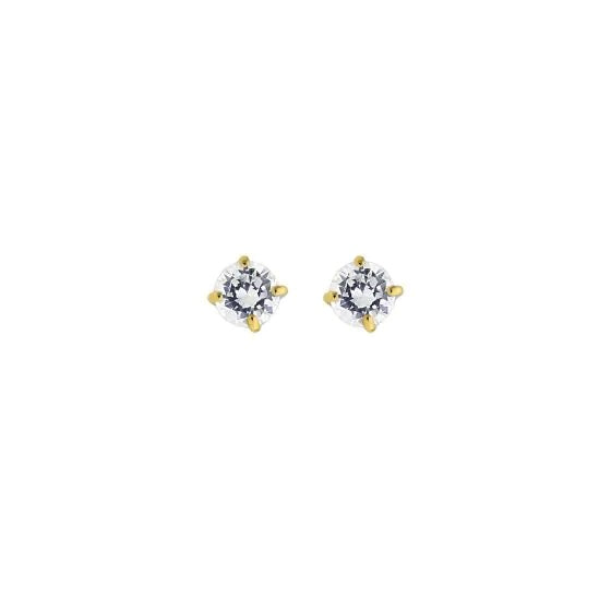 14K Gold Round CZ Stud Earrings