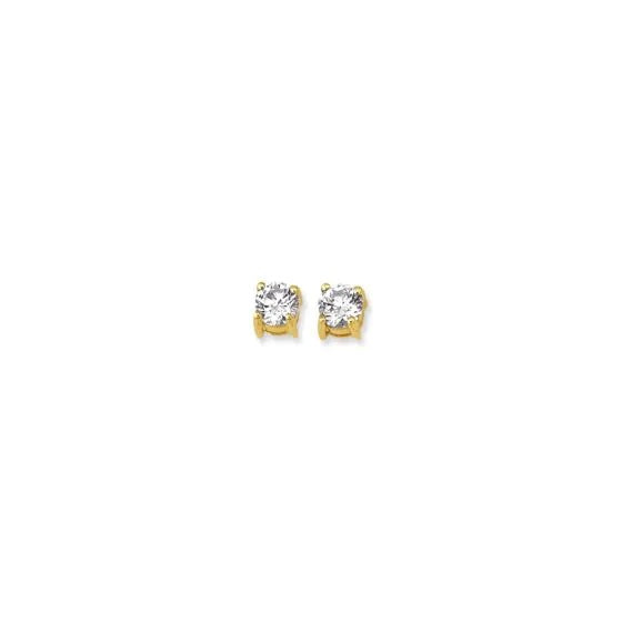 14K Gold Round CZ Stud Earrings