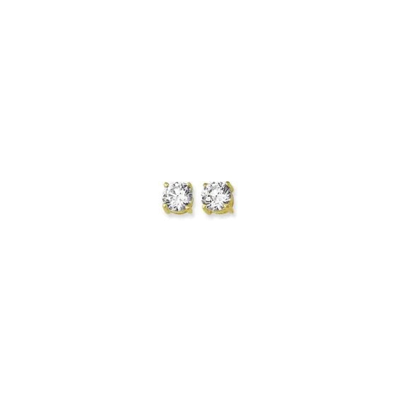 14K Gold Round CZ Stud Earrings