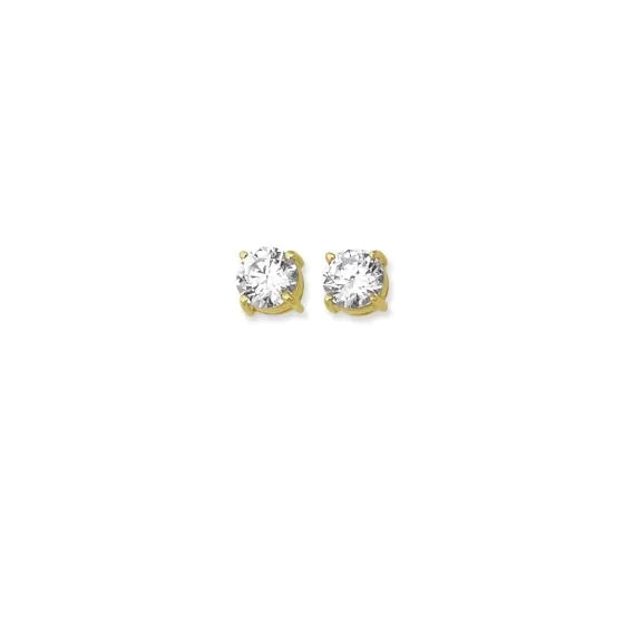 14K Gold Round CZ Stud Earrings