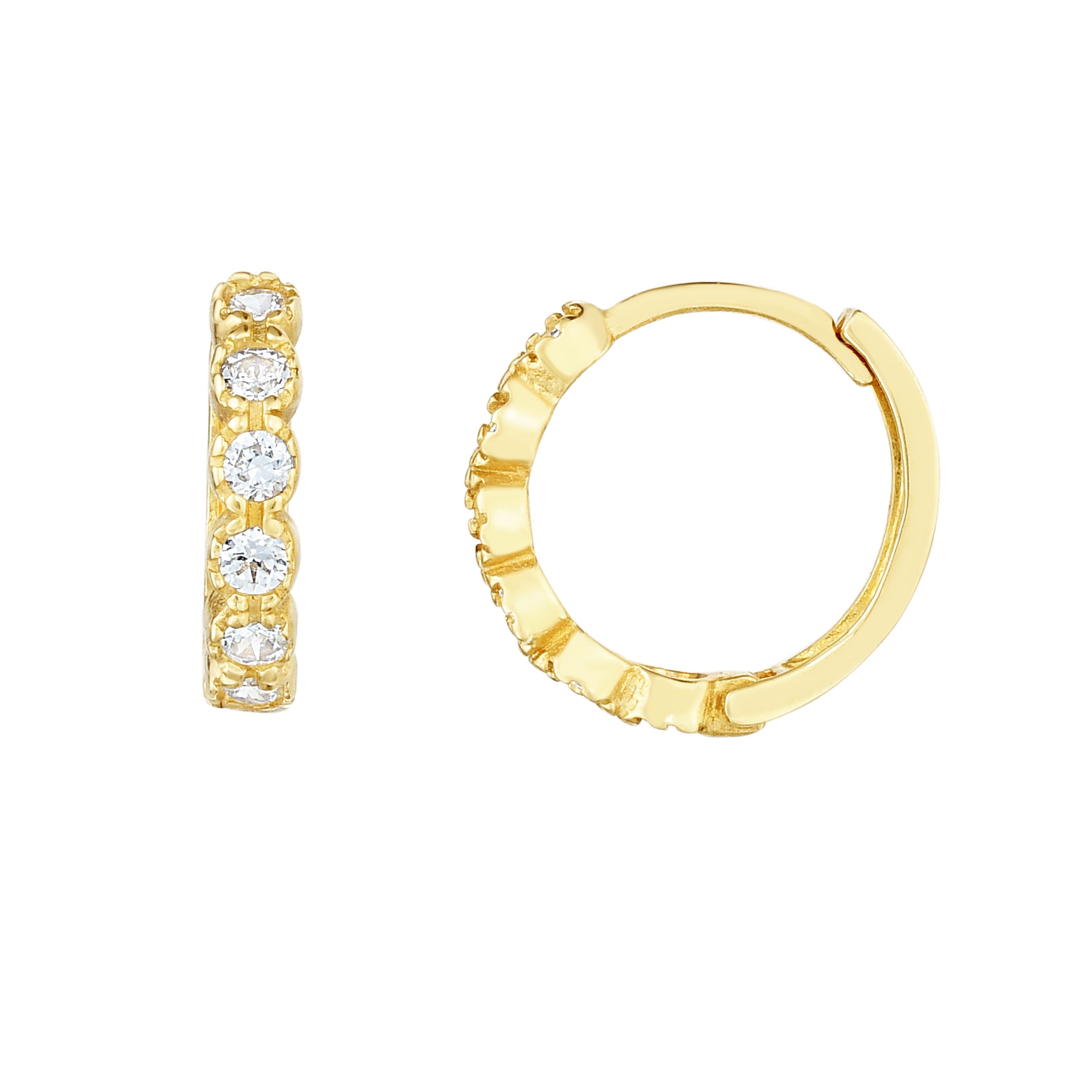 Round CZ Huggie Earrings