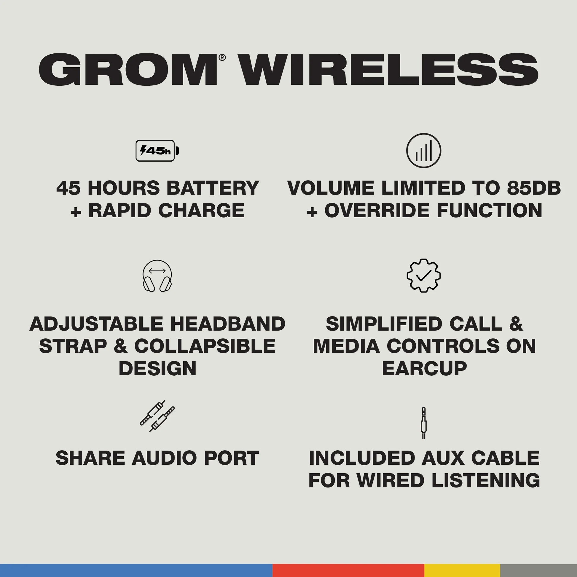 Skullcandy Grom Kids Wireless Headphones, Black