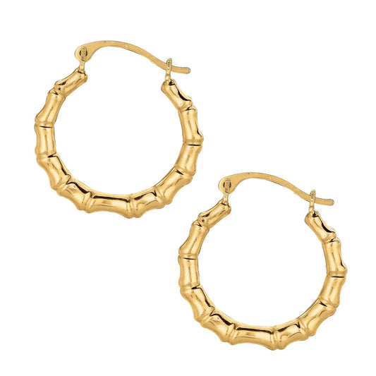 10K Bamboo Hoop Earrings