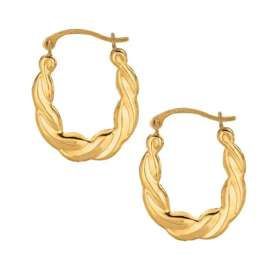 10K Puffy Scalloped Hoop Earrings