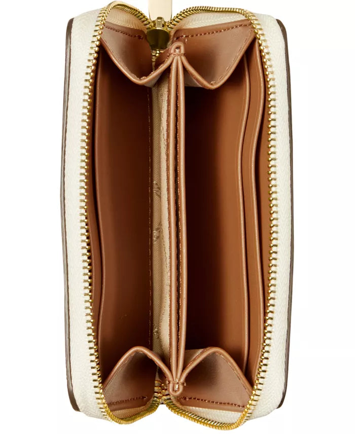 Michael Kors Jet Set Small Zip Around Card Case, Signature Vanilla