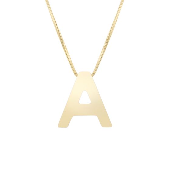 14K Block Letter Initial Necklace