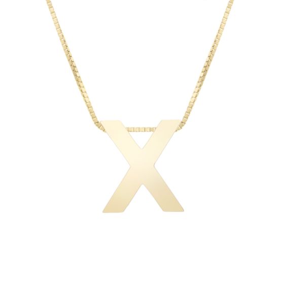 14K Block Letter Initial Necklace