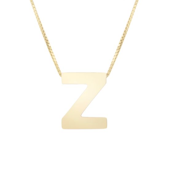 14K Block Letter Initial Necklace