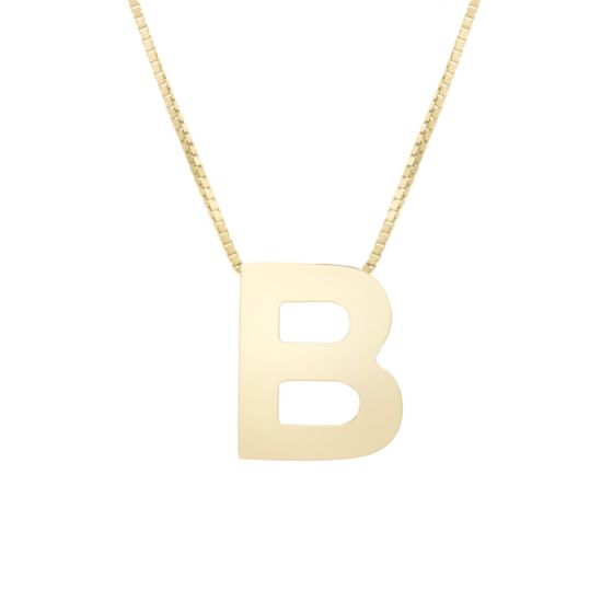 14K Block Letter Initial Necklace