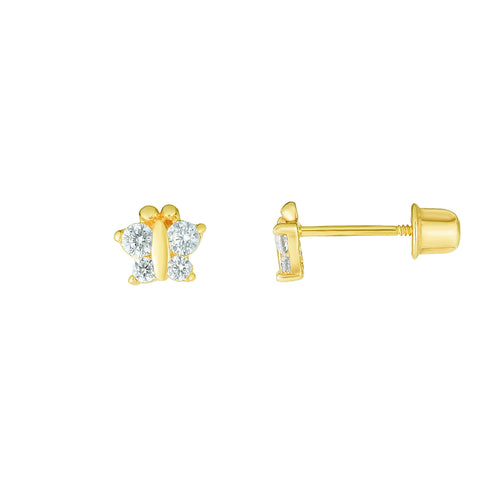 14K Butterfly CZ Earrings