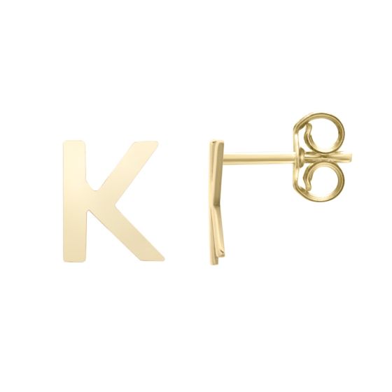 14K Initial Stud Earrings