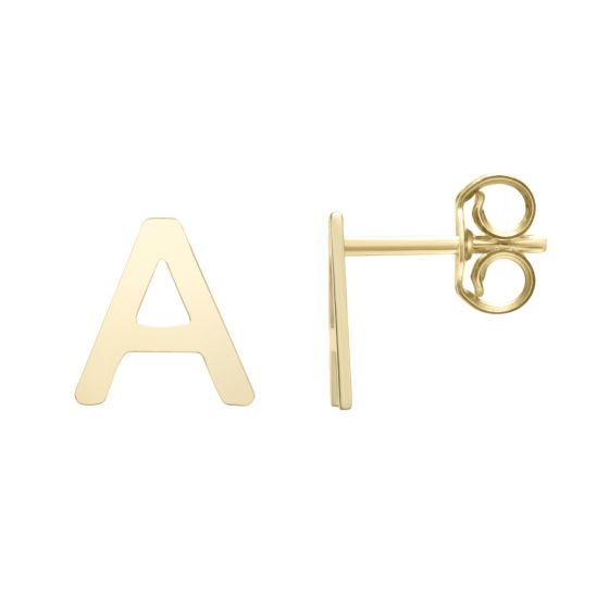 14K Initial Stud Earrings