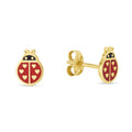 14K Ladybug Enamel Earrings