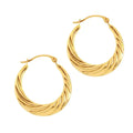 14K Milgrain Detail Twist Hoop Earrings