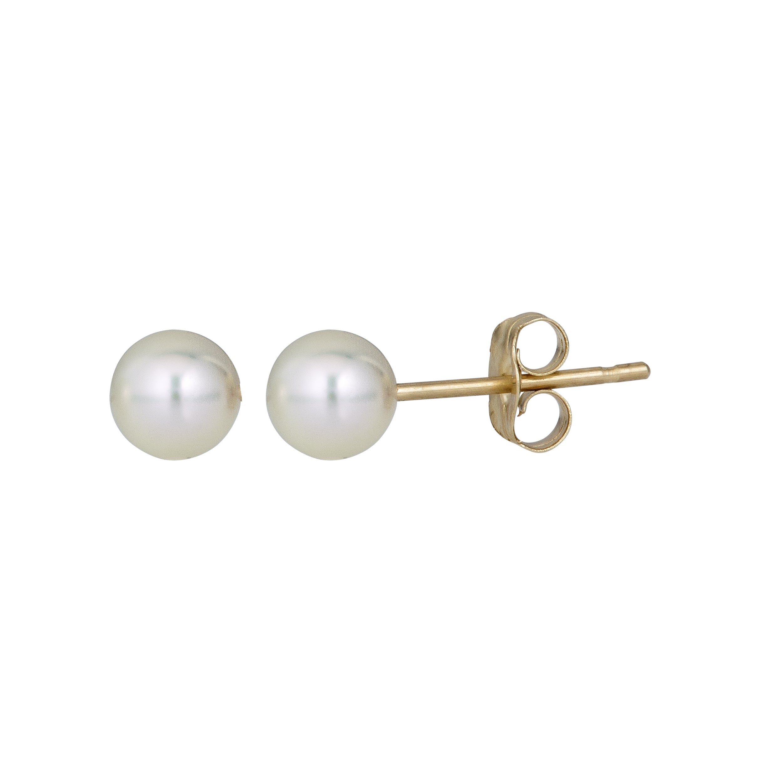 14K Pearl Earrings, 4mm