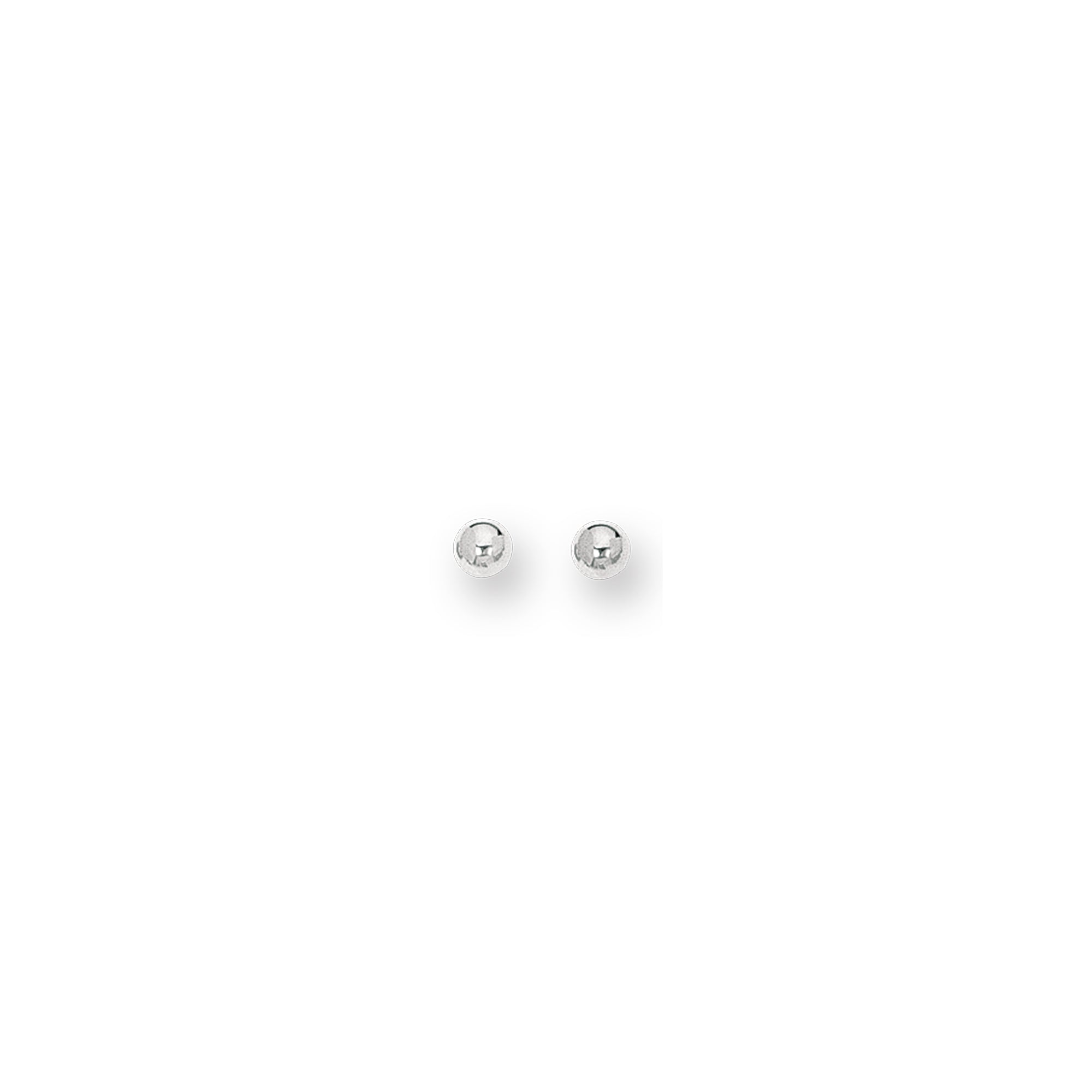 14K Polished Ball 3mm Earrings, White Gold
