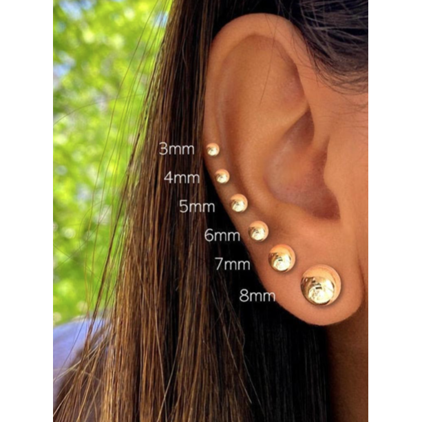14K Polished Ball Earrings, 5mm