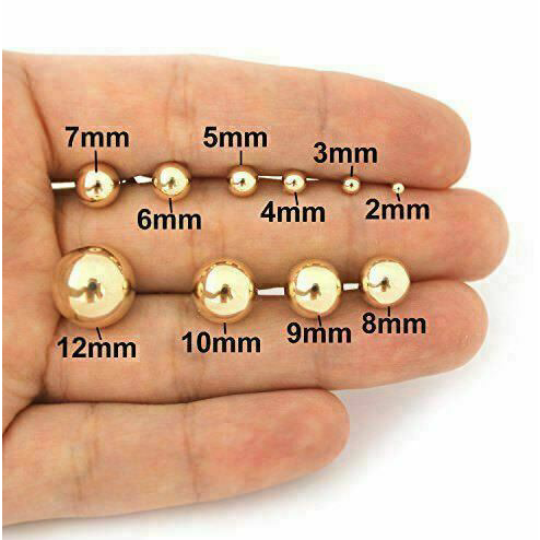 14K Polished Ball Earrings, 5mm