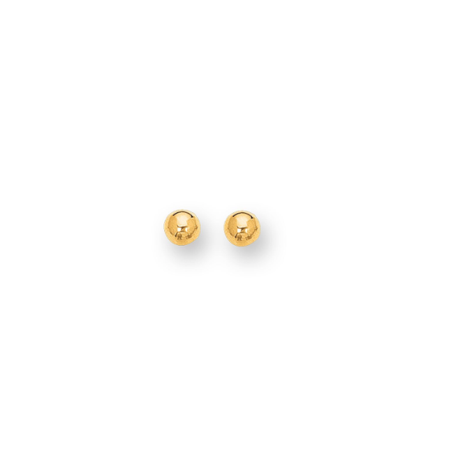 14K Polished Ball Earrings, 5mm