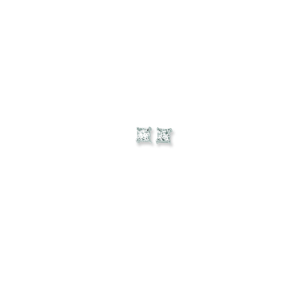 14K Princess Cut CZ Earrings