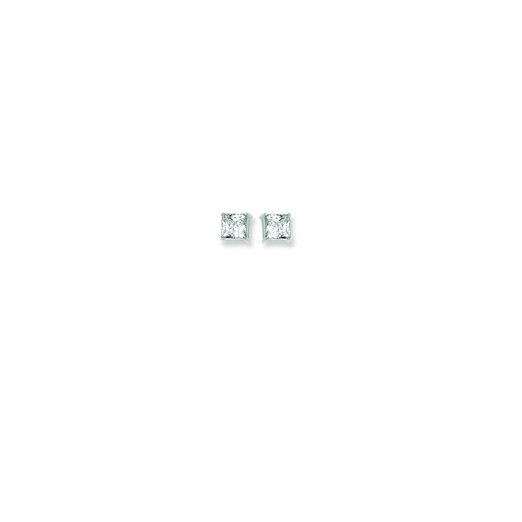 14K Princess Cut CZ Earrings