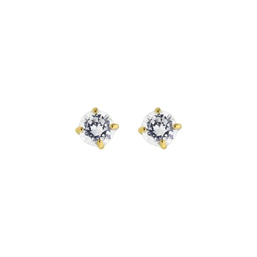 14K Round CZ Earrings