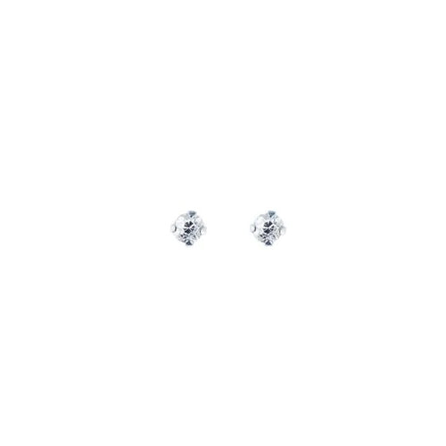 14K Round CZ Earrings, White