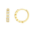 14K Round CZ Huggie Earrings