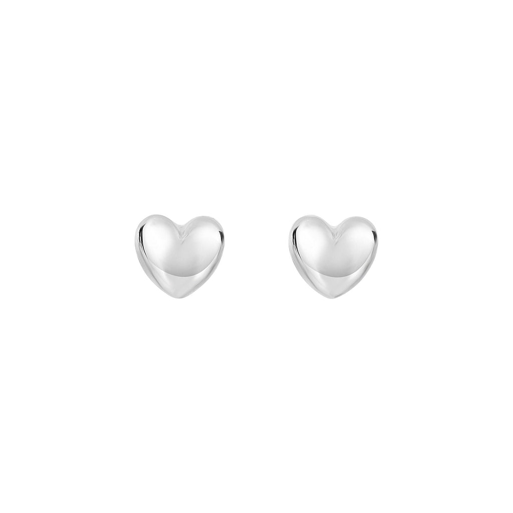 14K Small Heart Earrings, White