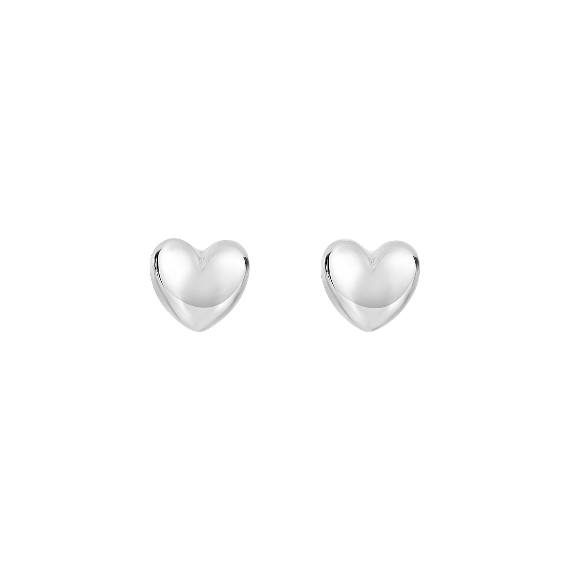 14K Small Heart Earrings, White