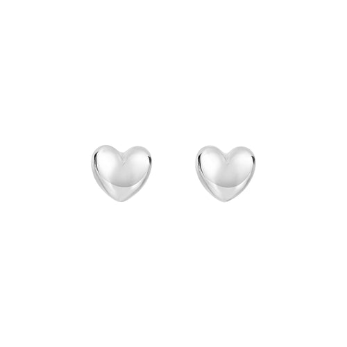 14K Small Heart Earrings, White