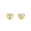 14K Small Heart Earrings, Yellow