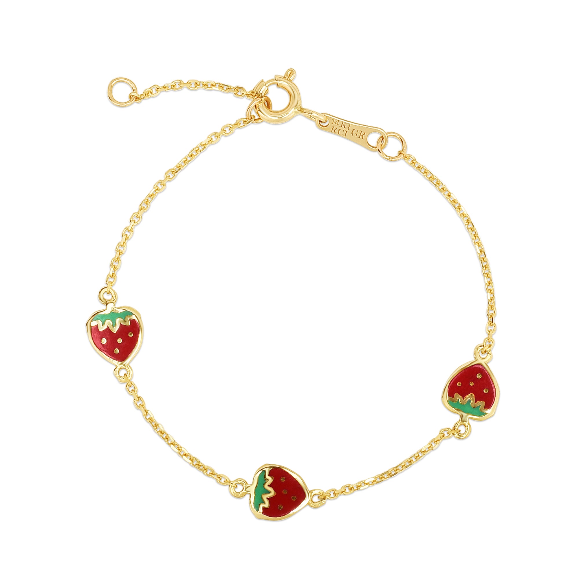 14K Strawberry Charm Bracelet, Children's