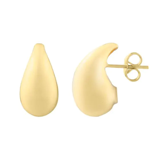 14K Teardrop Huggie Hoops