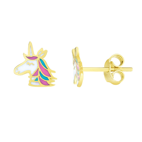 14K Unicorn Earrings
