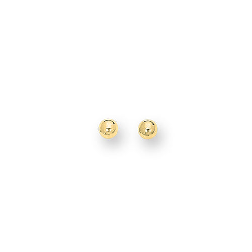14k Gold Polished 3mm Ball Stud Earrings