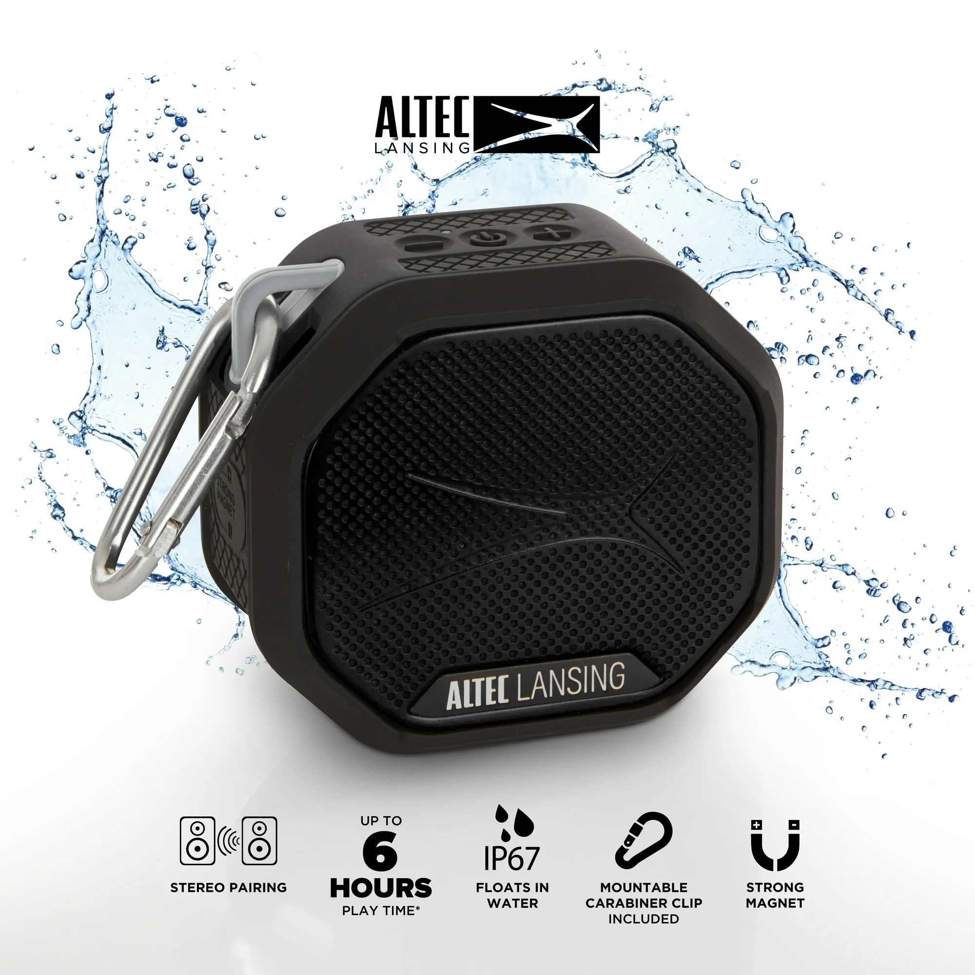Altec Lansing HydraTrek EverythingProof Bluetooth Speaker, Black