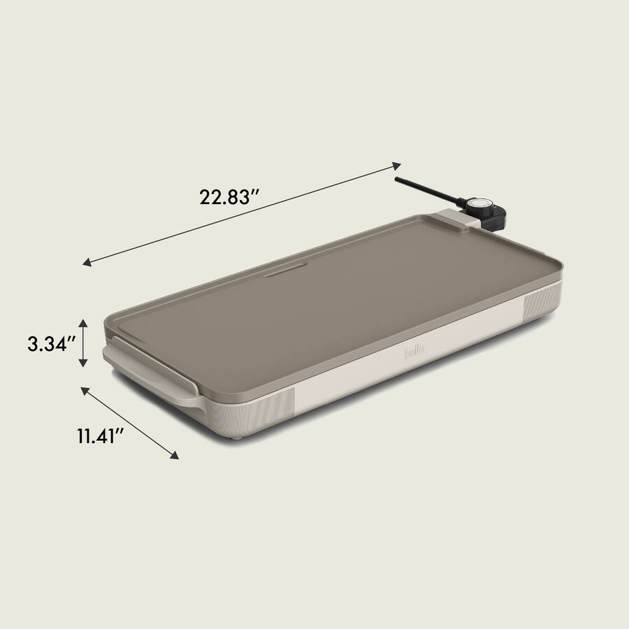 Bella 10" x 20" Ceramic Electric Griddle, Oatmilk