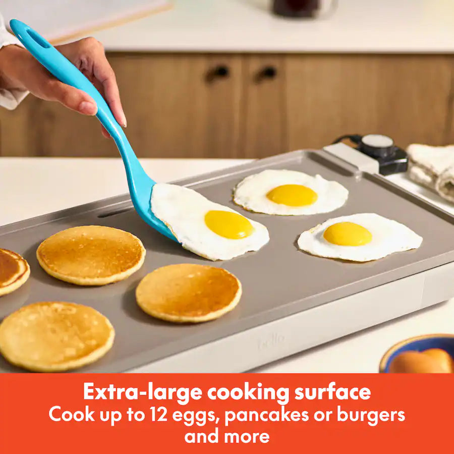 Bella 10" x 20" Electric Griddle with Warming Tray, Oatmilk