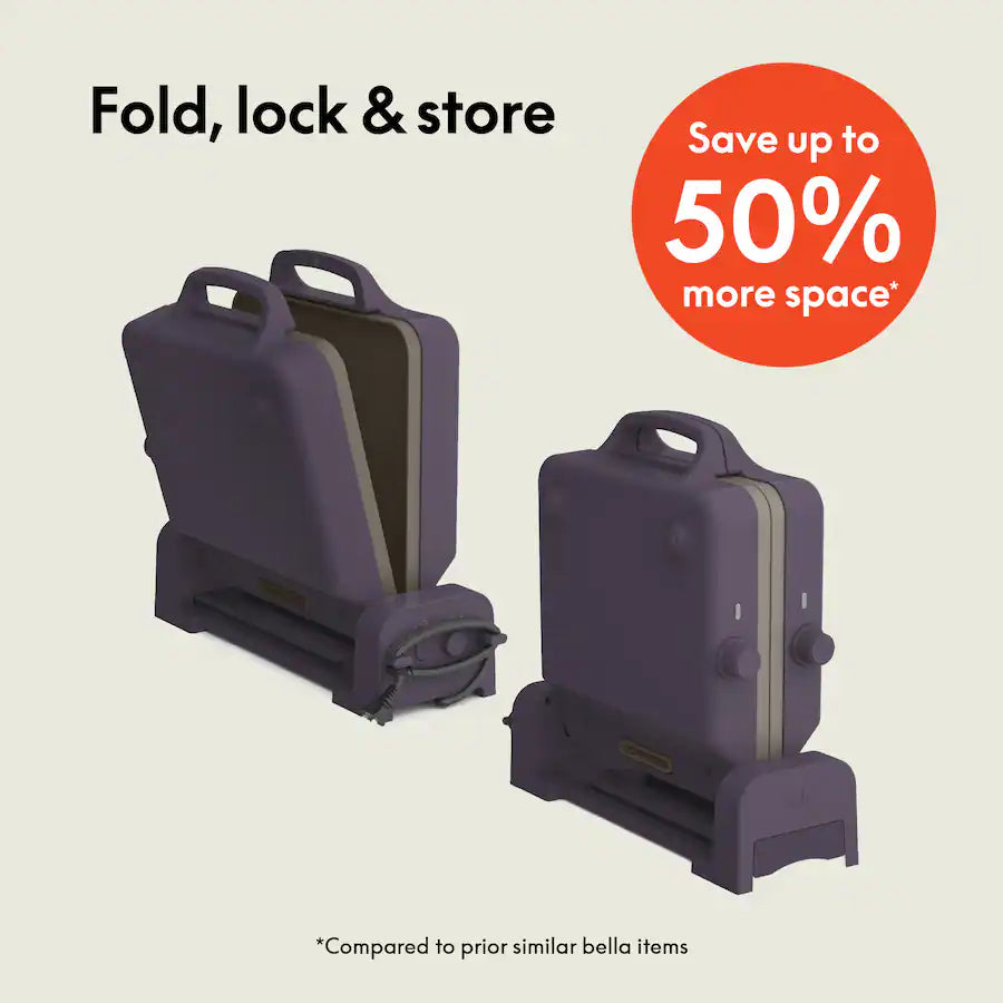 Bella 10" x 20" Fold & Store Dual Temp Electric Griddle, Plum