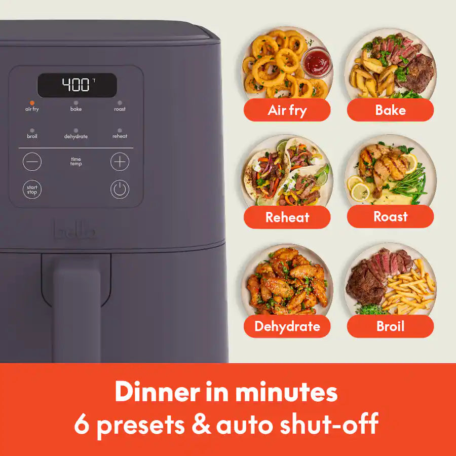 Bella 4 Quart Slim Air Fryer, Plum