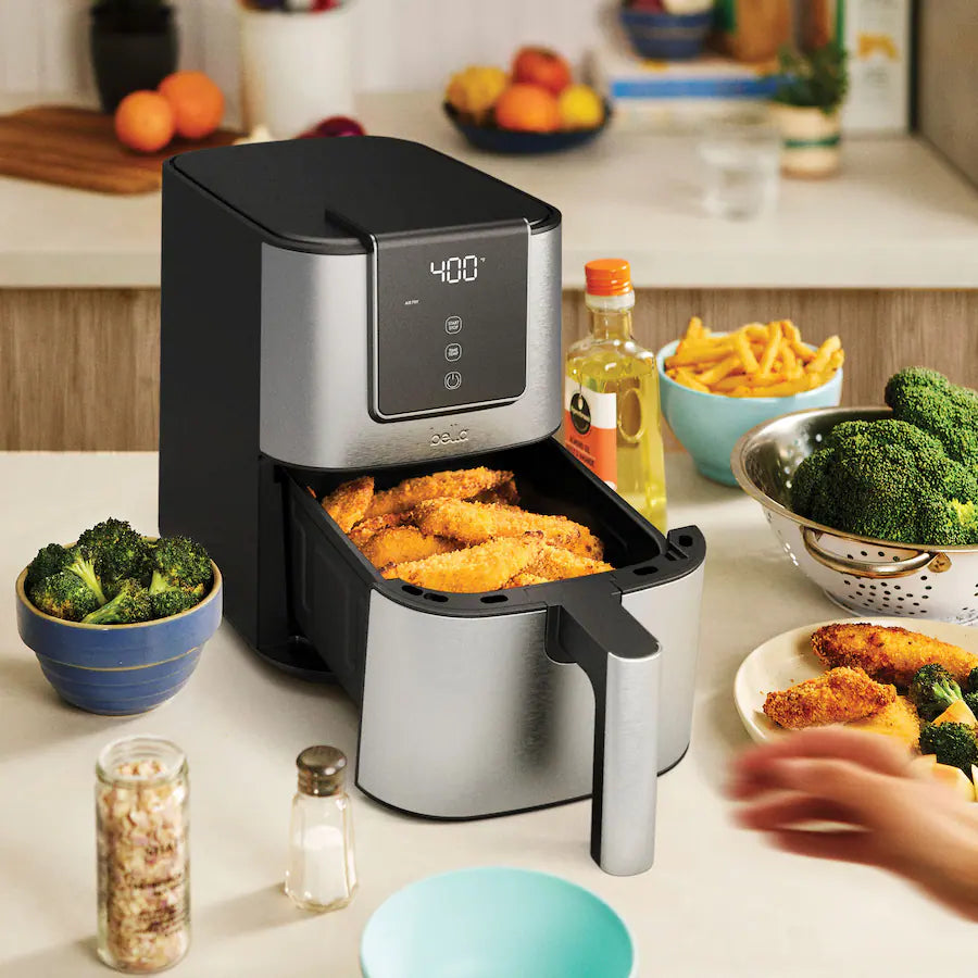 Bella 4 Quart Touchscreen Air Fryer, Stainless Steel