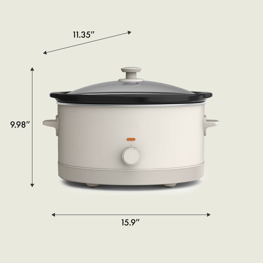 Bella 6 Quart Manual Slow Cooker, Oatmilk