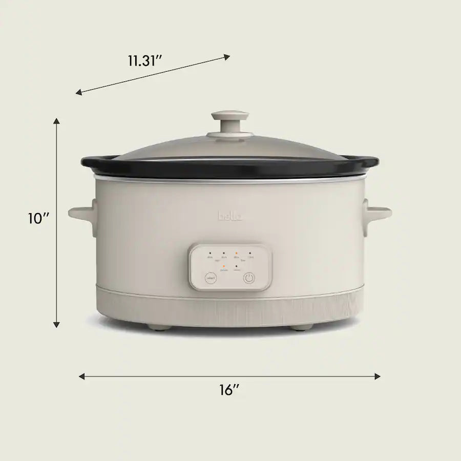 Bella 6 Quart Programmable Slow Cooker, Oatmilk