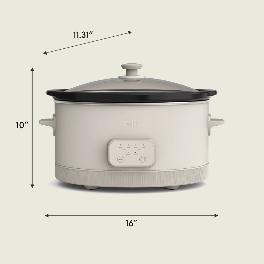 Bella 6 Quart Programmable Slow Cooker, Oatmilk