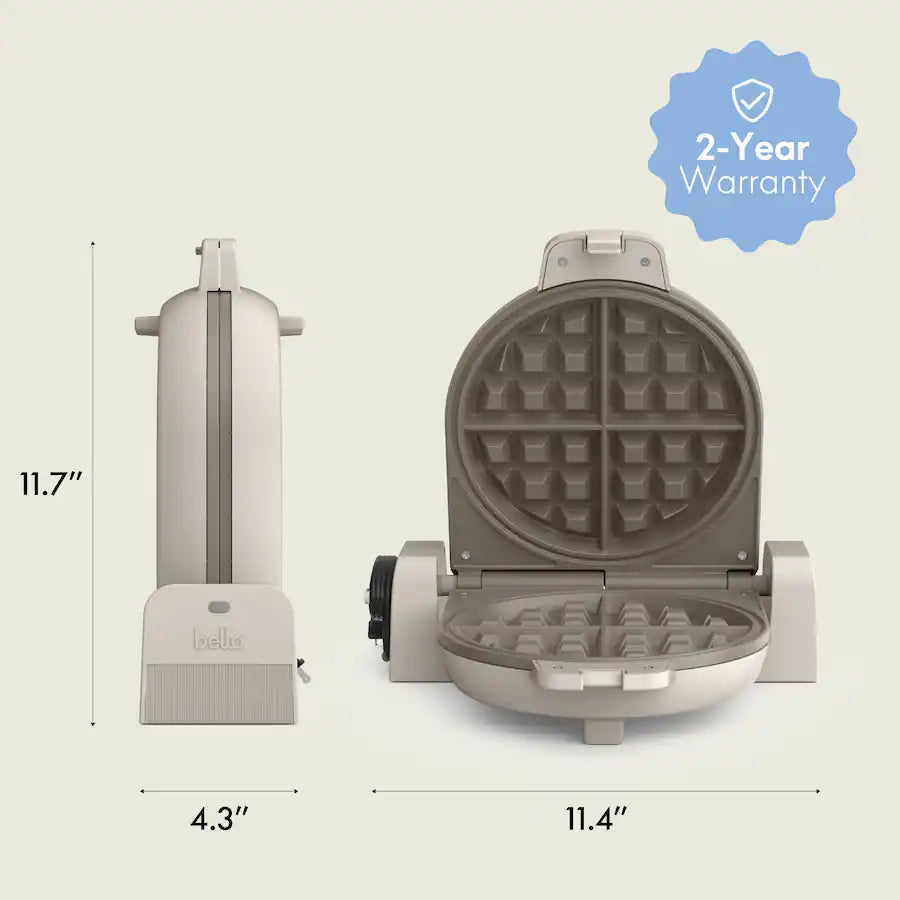 Bella Fits Anywhere Kitchenware Flip & Store Belgian Waffle Maker, Oatmilk