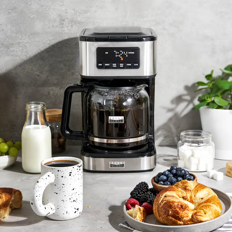 Bella PRO 12 Cup Programmable Coffee Maker, Stainless Steel